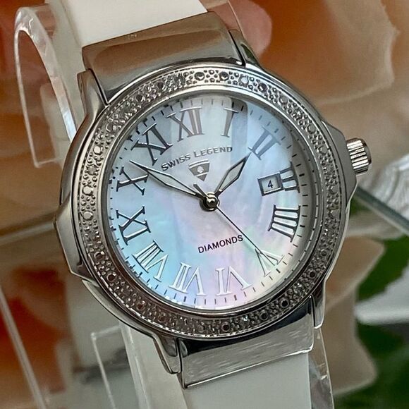 Swiss Legend South Beach Diamond Accented Bezel Stainless Steel Watch MOP Dial - Picture 3 of 15